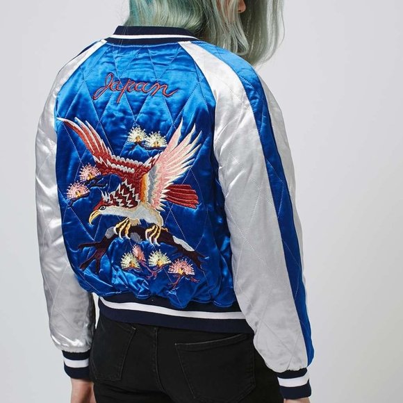 TOPSHOP PETITE Reversible SATEEN BOMBER JACKET - Picture 13 of 13